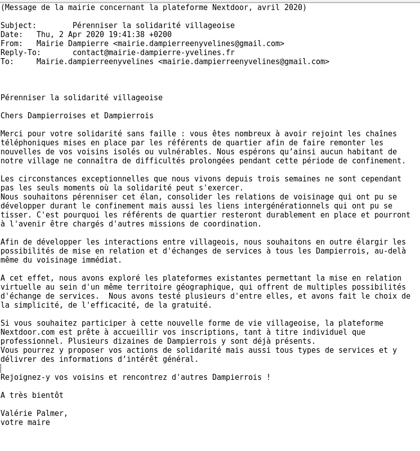 Message mairie 2020